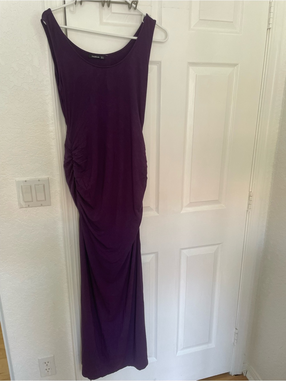 PattyBoutik Deep Purple Sleeveless Ruched Maxi Dress
